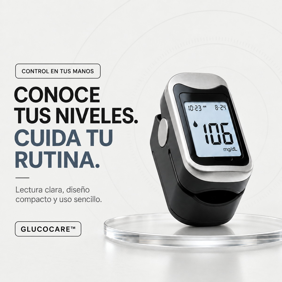 GlucoCare™ 4 en 1 – Mide Glucosa, Colesterol, Presión y Oxígeno Sin Dolor + ENVÍO GRATIS
