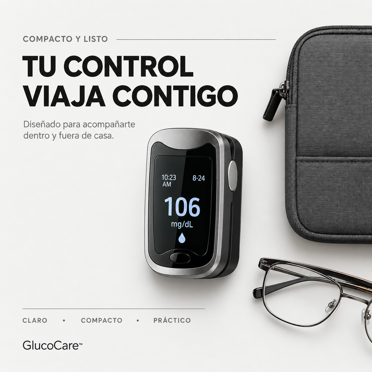 GlucoCare™ 4 en 1 – Mide Glucosa, Colesterol, Presión y Oxígeno Sin Dolor + ENVÍO GRATIS